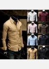 Wholesale Men's Business Collared Long Sleeve Plain Button Down Shirt - Liuhuamall