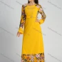 Wholesale Women's Bell Sleeve Round Neck Floral Print Splicing Rhinestone Maxi Dress With Belt preview