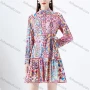 Wholesale Women's Casual Stand Collar High Waist Ruffle Hem Long Sleeve Short Shirt Dress preview