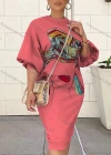Wholesale Women's Casual Crew Neck Long Sleeve Graphic Dress - Liuhuamall