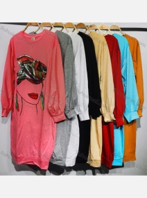 Wholesale Women's Casual Crew Neck Long Sleeve Graphic Dress, LIUHUA CLOTHING WHOLESALE