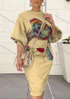 Wholesale Women's Casual Crew Neck Long Sleeve Graphic Dress - Liuhuamall