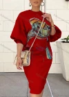 Wholesale Women's Casual Crew Neck Long Sleeve Graphic Dress - Liuhuamall