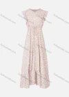 Wholesale Women's Casual Sleeveless V Neck Floral Print Ruffle Trim Drawstring Ruffle Hem Maxi Dress A1625-591309# - Liuhuamall