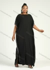 Wholesale Women's African Plus Size Vintage Round Neck Robe Batwing Sleeve Floral Embroidery Plain Kaftan Dress - Liuhuamall
