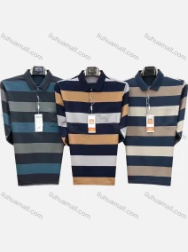 Wholesale Men's Casual Striped Colorblock Patch Pocket Long Sleeve Polo Shirt 8880#, LIUHUA CLOTHING WHOLESALE