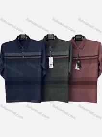 Wholesale Men's Casual Striped Patch Pocket Long Sleeve Polo Shirt 8952#, LIUHUA CLOTHING WHOLESALE