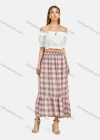 Wholesale Women's Elastic Waist Plaid Print Layered Ruffle Hem Maxi Skirt - Liuhuamall