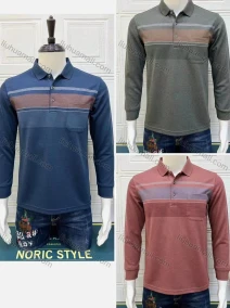 Wholesale Men's Casual Striped Logo Long Sleeve Polo Shirt A803#, LIUHUA CLOTHING WHOLESALE