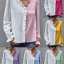 Wholesale Women's Fashion Colorblock Long Sleeve Ruffle Trim Blouse A2147X# preview