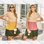 Wholesale Women's Colorblock Short Sleeve Round Neck Layered Short T-shirt Dress X2248G# preview