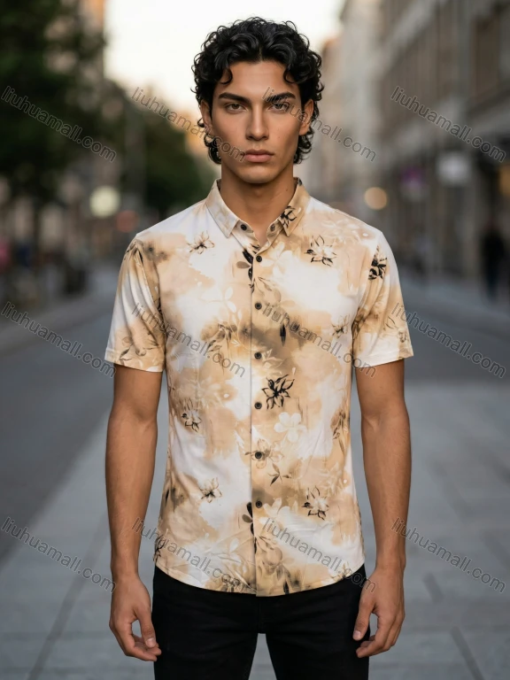 Wholesale 2026 Men's Slim Fit Floral Printed Short Sleeve Shirt, Casual Fashion Button - Down, In Stock & Wholesale