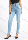 Wholesale Women's Fashion High Waist Button Front Patch Pocket Skinny Jeans - Liuhuamall