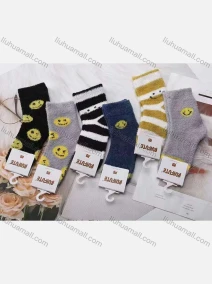 Wholesale Kid's Comfy Cartoon & Striped Print Crew Medium Coral Velvet Socks (10 pairs of socks in one package), LIUHUA CLOTHING WHOLESALE
