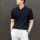 Men's Casual Collared Plain Ribbed Short Sleeve T-Shirt Black Clothing Wholesale Market -LIUHUA