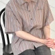 Wholesale Men's Casual Collared Half Sleeve Patch Pocket Striped Shirt Gray Clothing Wholesale Market Liuhua