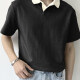 Men's Casual Plain Collared Short Sleeve T-Shirt Black Clothing Wholesale Market -LIUHUA