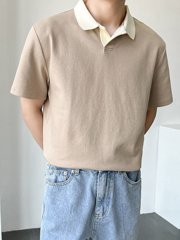 Men's Casual Plain Collared Short Sleeve T-Shirt, Clothing Wholesale Market -LIUHUA, Men, Men-s-Tops, Men-s-Hoodies-Sweatshirts