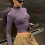 Wholesale Women's Sports Plain Quarter Zip Bodycon Crop Top preview