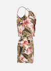 Wholesale Women's Sleeveless Spaghetti Strap Keyhole Neck Floral Print Romper - Liuhuamall