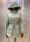 Wholesale Women's Casual Hooded Buttons Drawstring Flap Pockets Plain Coat - Liuhuamall