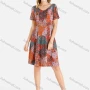 Wholesale Women's V Neck Hollow Out Multi-color Feather Print Knee Length Dress preview