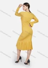 Wholesale Women's Elegant Plain Ribbed Crew Neck Bell Sleeve Ruffle Mermaid Hem Midi Dress - Liuhuamall