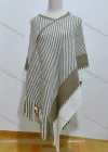 Wholesale Women's Fashion Vintage V Neck Tribal Striped Tassel Cape - Liuhuamall
