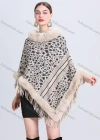 Wholesale Women's Fashion Casual Fuzzy Collar Leopard Striped Tassel Cape - Liuhuamall