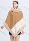 Wholesale Women's Fashion Causal Fuzzy Collar Thermal Splicing Color Cape - Liuhuamall