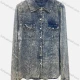 Wholesale Women's Fashion Plain Collared Rivets Flap Pockets Button Down Distressed Denim Overshirt Blue Clothing Wholesale Market Liuhua