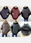 Wholesale Women's Fashion Causal Fuzzy Collar Thermal Plaid Cape - Liuhuamall