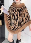 Wholesale Women's Fashion Causal Fuzzy Collar Thermal Zebra Stripe Cape - Liuhuamall