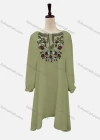 Wholesale Women's Casual Embroidered Drawstring Bateau Neck Poet Sleeve Short Dress - Liuhuamall