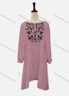 Wholesale Women's Casual Embroidered Drawstring Bateau Neck Poet Sleeve Short Dress - Liuhuamall