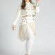 Women's Plus Size Stand Collar Zip Sequin Glitter Tassel Hem Jacket White Clothing Wholesale Market -LIUHUA