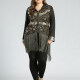 Women's Plus Size Stand Collar Zip Sequin Glitter Tassel Hem Jacket Black Clothing Wholesale Market -LIUHUA