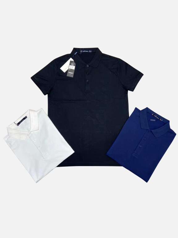 Men's Plus Size Casual Basics Short Sleeve Plain Polo Shirt, Clothing Wholesale Market -LIUHUA, MEN, Tops