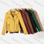 Wholesale Women's Casual Lapel Long Sleeve Zipper Plain Leather Crop Biker Jacket preview