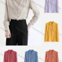 Wholesale Women's Casual Long Sleeve Collared Button Down Flap Pockets Plain Shirts 142463# preview