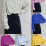 Wholesale Women's Casual Collared Long Sleeve Twist Hem Button Down Drop Shoulder Plain Shirts 241441# preview