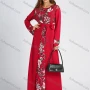 Wholesale Women's Long Sleeve Round Neck Floral Print Splicing Rhinestone Maxi Dress With Belt preview