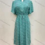 Wholesale Women's Casual Stand Collar Allover Print Buttons Down Drawstring Curved Hem Midi Dress 2049-9300# preview