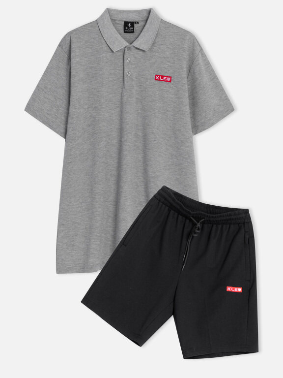 Men's Casual Plain Short Sleeve Polo Shirt & Drawstring Shorts 2 Piece Set 23-1#, Clothing Wholesale Market -LIUHUA, MEN, Clothing-Sets