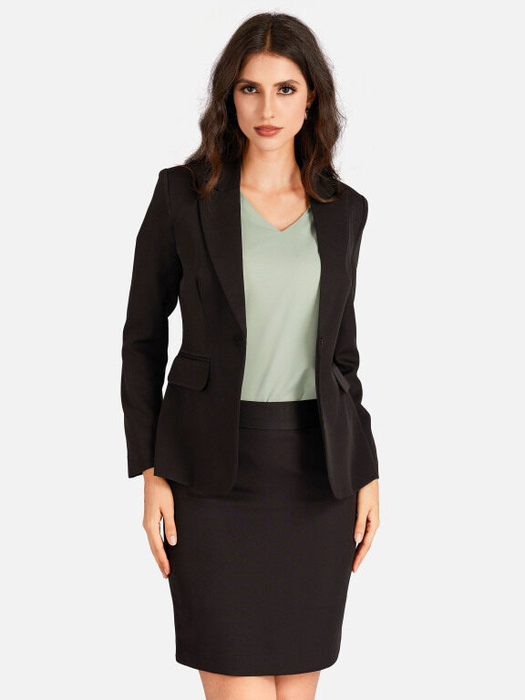 Women's Business Lapel One Button Long Sleeve Suit Jacket, Clothing Wholesale Market -LIUHUA, WOMEN, Suits-Blazers