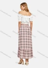 Wholesale Women's Elastic Waist Plaid Print Layered Ruffle Hem Maxi Skirt - Liuhuamall