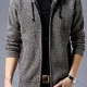 Wholesale Men's Casual Drawstring Long Sleeve Zip Hooded Sweater Knitted Jacket Dark Khaki Clothing Wholesale Market Liuhua