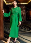 Wholesale Women's Muslim Islamic Hooded Rhinestone Split Front Embroidered Robe Dress BA3150# - Liuhuamall