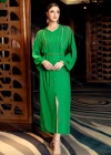 Wholesale Women's Muslim Islamic Hooded Rhinestone Split Front Embroidered Robe Dress BA3150# - Liuhuamall