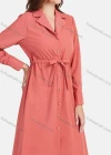 Wholesale Women's Casual Plain Lapel Button Down Long Sleeve Knee Length Shirt Dress With Belt - Liuhuamall